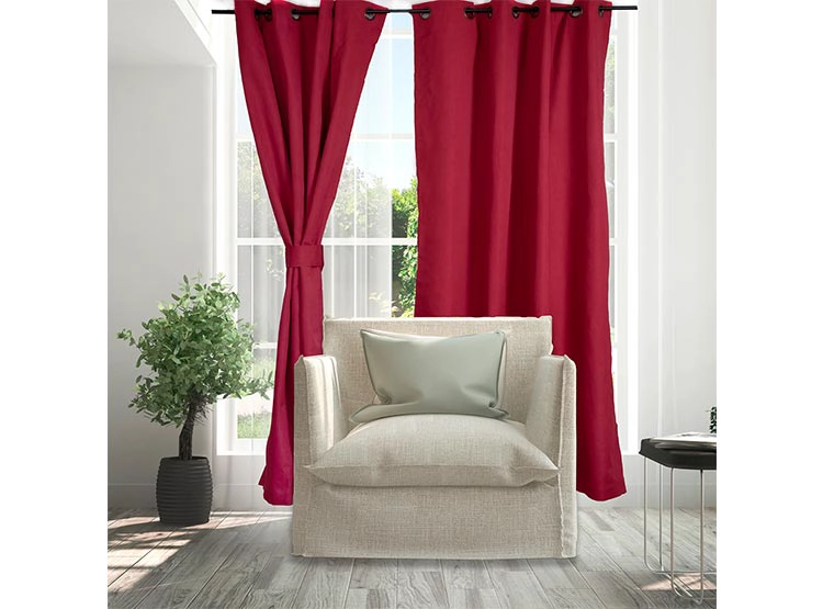 SET CORTINAS DORAL CITY BLACKOUT ARGOLLA ROJO - 1