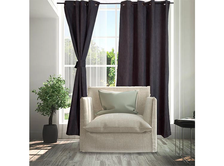 SET CORTINAS DORAL CITY BLACKOUT ARGOLLA NEGRO - 1