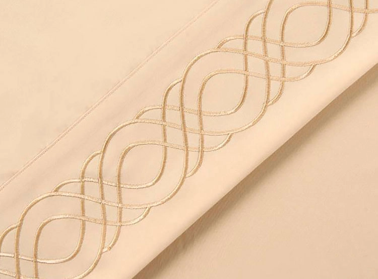 JUEGO DE SÁBANAS ILLUSIONS MF BLONDE 2 PLAZAS BEIGE BORDADO - 2