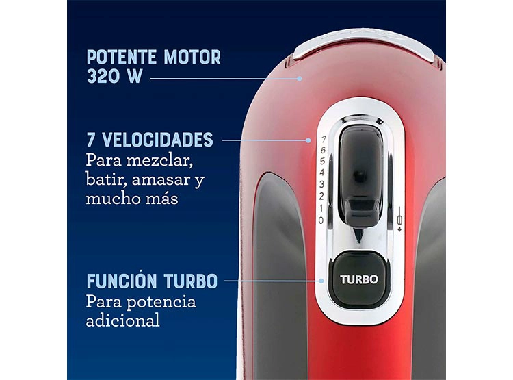 BATIDORA DE MANO OSTER FPSTHM360R-052 7 VELOCIDADES + FUNCIÓN TURBO - 3