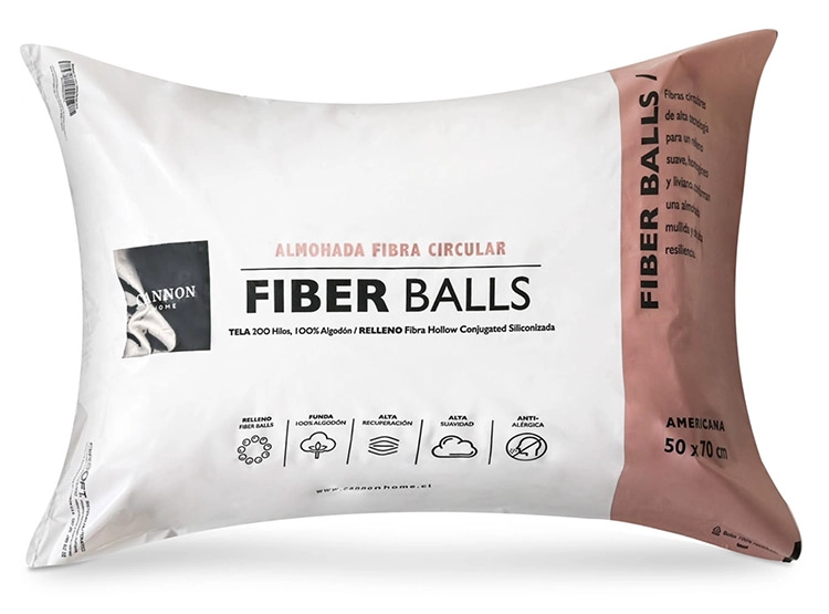 SET 2 ALMOHADAS CANNON FIBER BALL 299H 70 X 50 CM ALGODÓN BLANCO - 1
