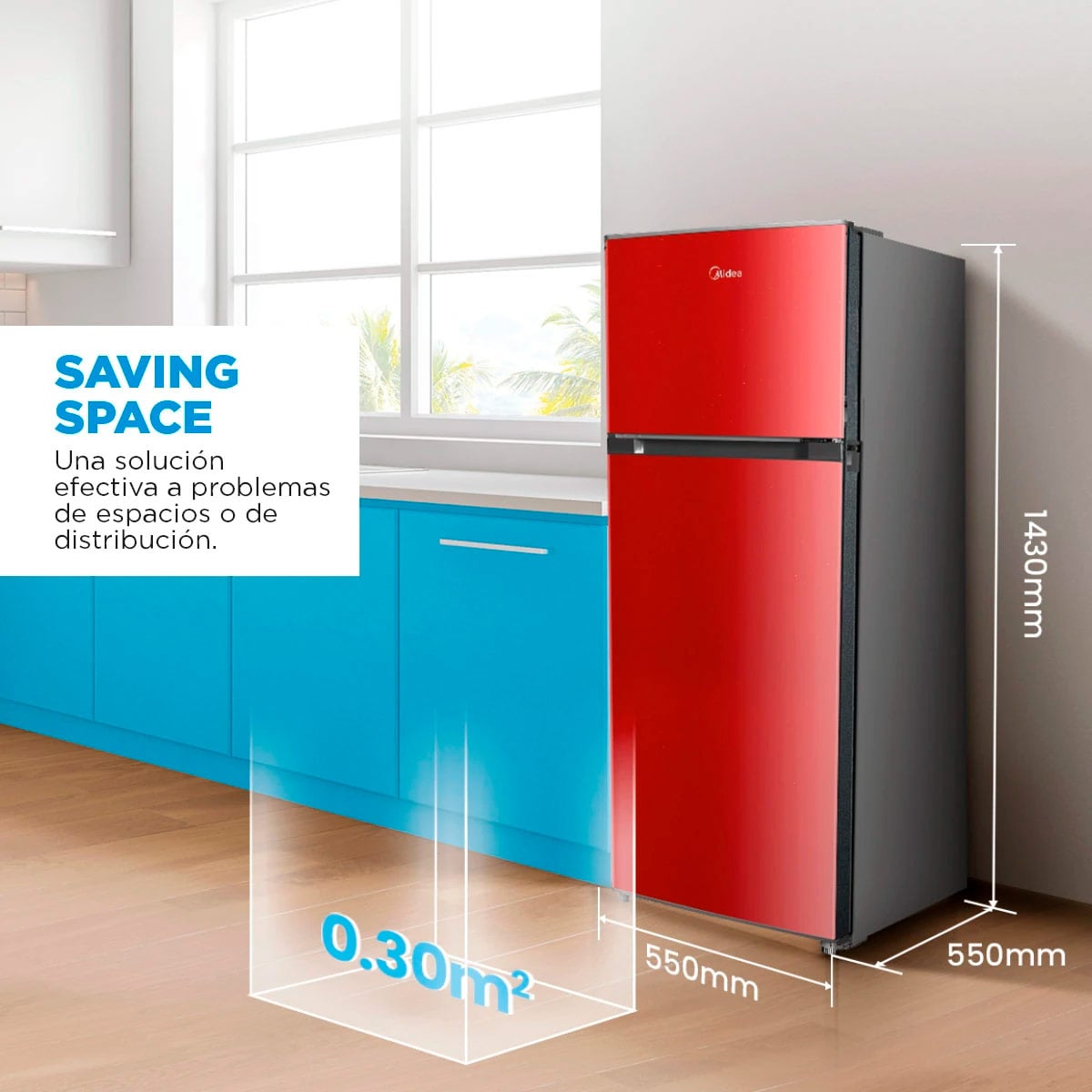 REFRIGERADOR TOP FREEZER MIDEA MDRT294FGE13 207L FRÍO DIRECTO ROJO - 6