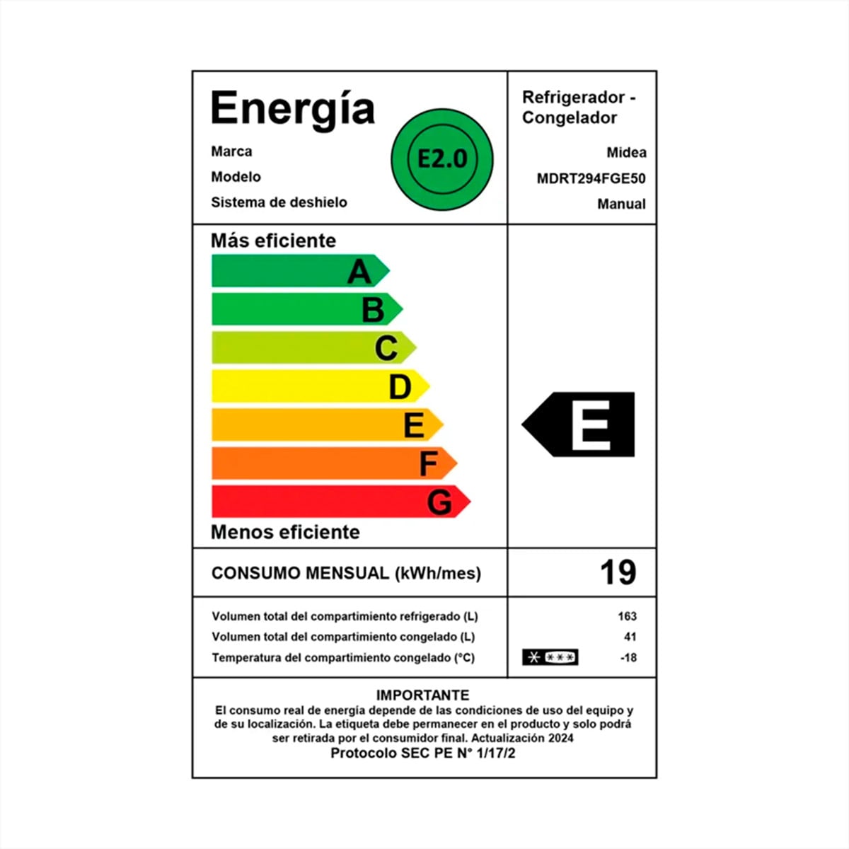 REFRIGERADOR TOP FREEZER MIDEA MDRT294FGE50 204L FRIO DIRECTO GRIS - 9