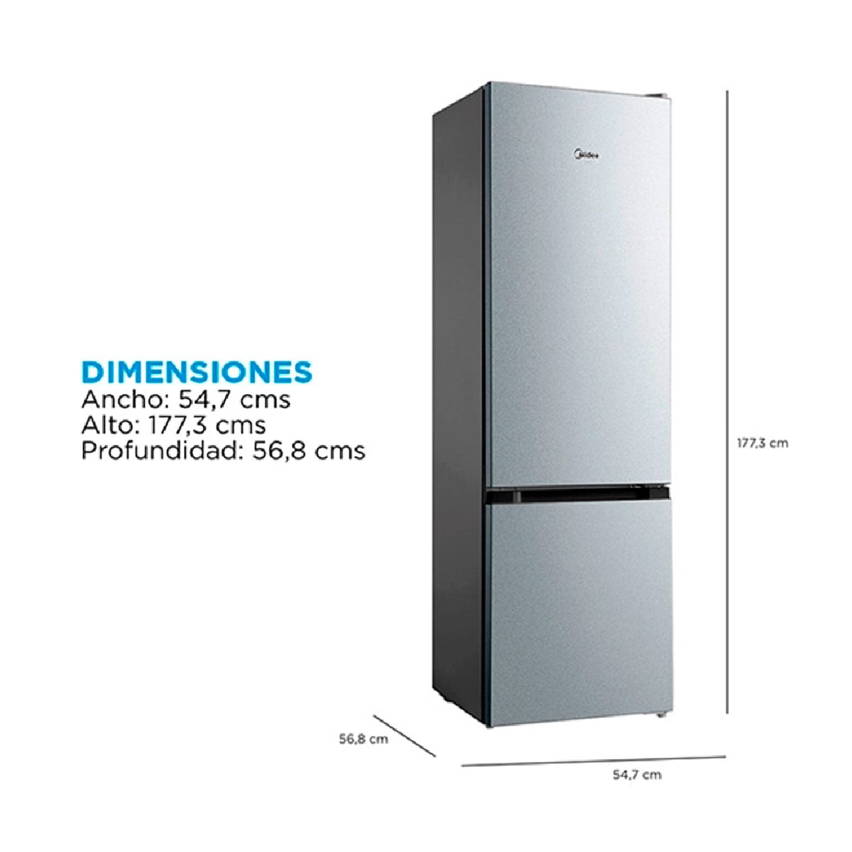 REFRIGERADOR BOTTOM FREEZER MIDEA MDRB369FGE50 262L FRIO DIRECTO PLATA - 3