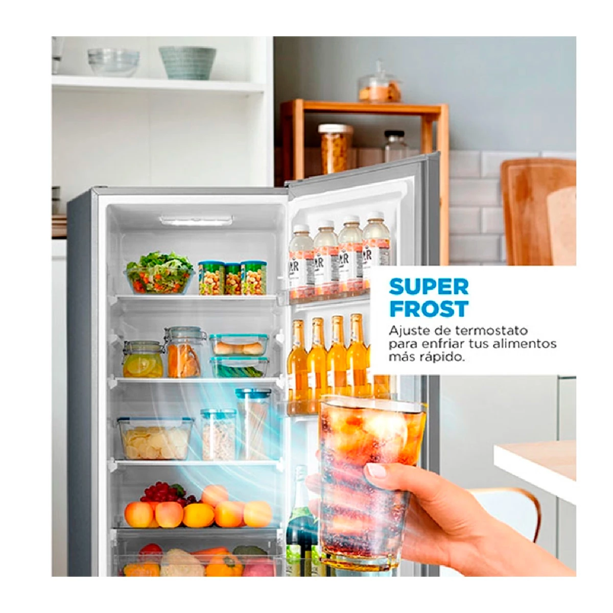 REFRIGERADOR BOTTOM FREEZER MIDEA MDRB369FGE50 262L FRIO DIRECTO PLATA - 7