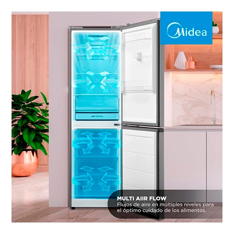REFRIGERADOR BOTTOM FREEZER MIDEA BTM MDRB379FGF50 NO FROST 273L GRIS - 5