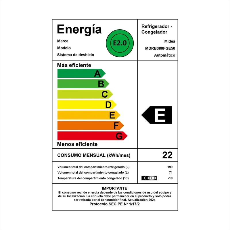 REFRIGERADOR BOTTOM FREEZER MIDEA MDRB380FGE50 270L NO FROST GRIS - 9