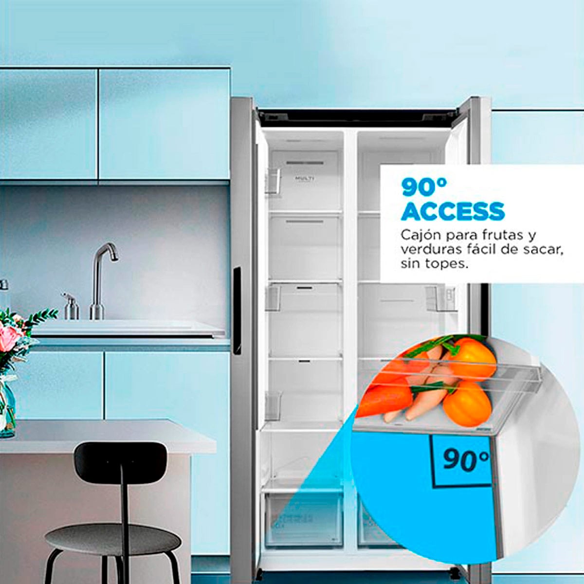 REFRIGERADOR SIDE BY SIDE MIDEA MDRS619FGE50 460L NO FROST GRIS - 7