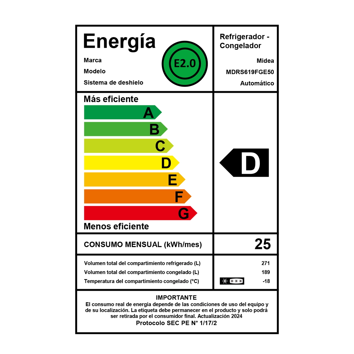 REFRIGERADOR SIDE BY SIDE MIDEA MDRS619FGE50 460L NO FROST GRIS - 9