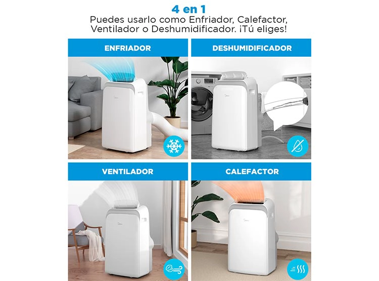 AIRE ACONDICIONADO PORTÁTIL MIDEA 12000 BTU MPPD-12KHRN1W FRÍO/CALOR WIFI - 5