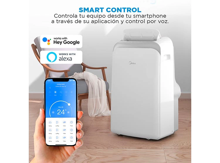 AIRE ACONDICIONADO PORTÁTIL MIDEA 12000 BTU MPPD-12KHRN1W FRÍO/CALOR WIFI - 6