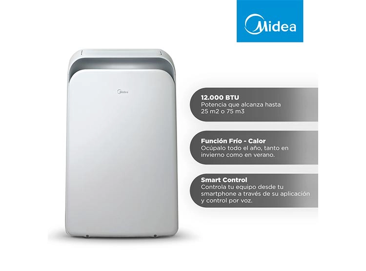 AIRE ACONDICIONADO PORTÁTIL MIDEA 12000 BTU MPPD-12KHRN1W FRÍO/CALOR WIFI - 8