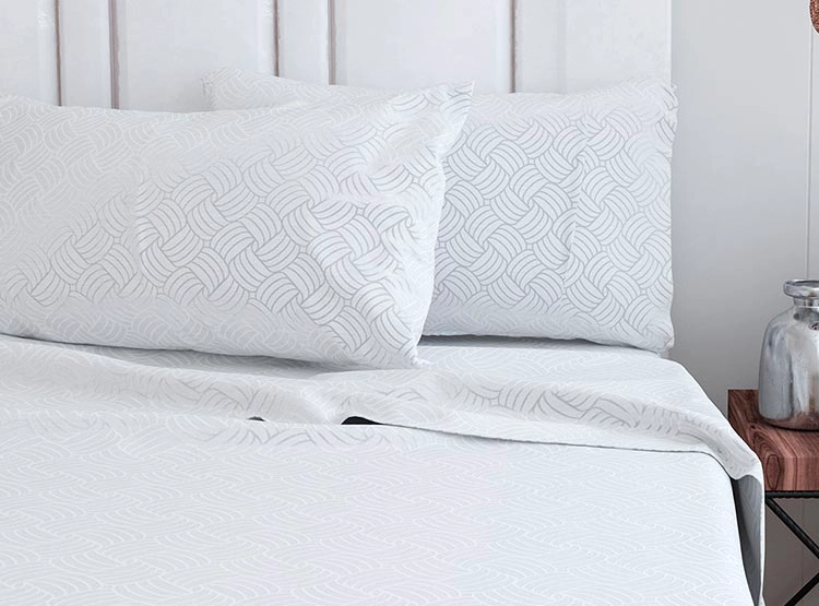 JUEGO DE SÁBANAS DORAL TRENZAS EMBOSSED 1.5 PLAZAS BLANCO ESTAMPADO - 1