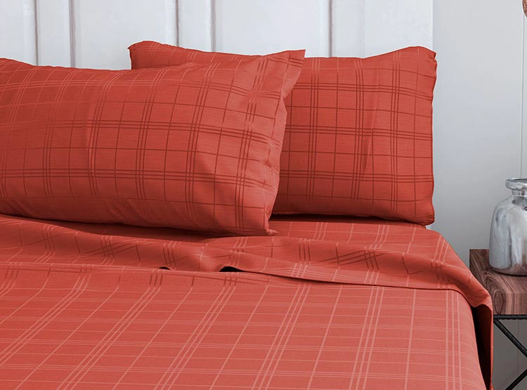 JUEGO DE SABANAS DORAL TRENZAS EMBOSSED TERRACOTA 1.5 PL - 1