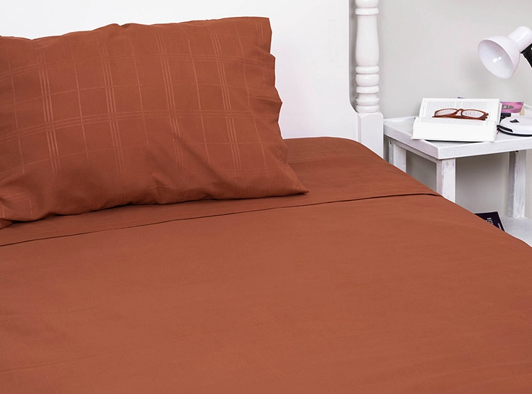 JUEGO DE SABANAS DORAL TRENZAS EMBOSSED TERRACOTA 1.5 PL - 2