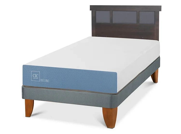 JUEGO DE DORMITORIO CIC CAMA EUROPEA DUBLIN EXCELLENCE 1.5 PLAZAS + RESPALDO GRIS - 2
