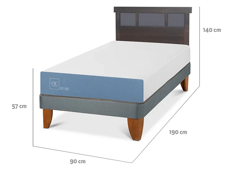 JUEGO DE DORMITORIO CIC CAMA EUROPEA DUBLIN EXCELLENCE 1.5 PLAZAS + RESPALDO GRIS - 3