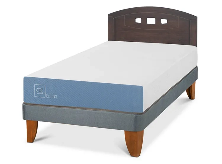 JUEGO DE DORMITORIO CIC CAMA EUROPEA EXCELLENCE 1.5 PLAZAS + RESPALDO GALES GRIS - 2