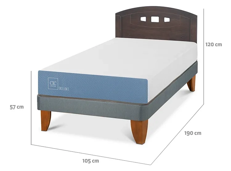 JUEGO DE DORMITORIO CIC CAMA EUROPEA EXCELLENCE 1.5 PLAZAS + RESPALDO GALES GRIS - 3