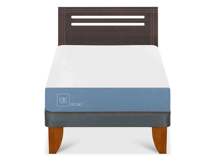 JUEGO DE DORMITORIO CIC CAMA EUROPEA EXCELLENCE 1.5 PLAZAS + RESPALDO MUNICH GRIS - 1