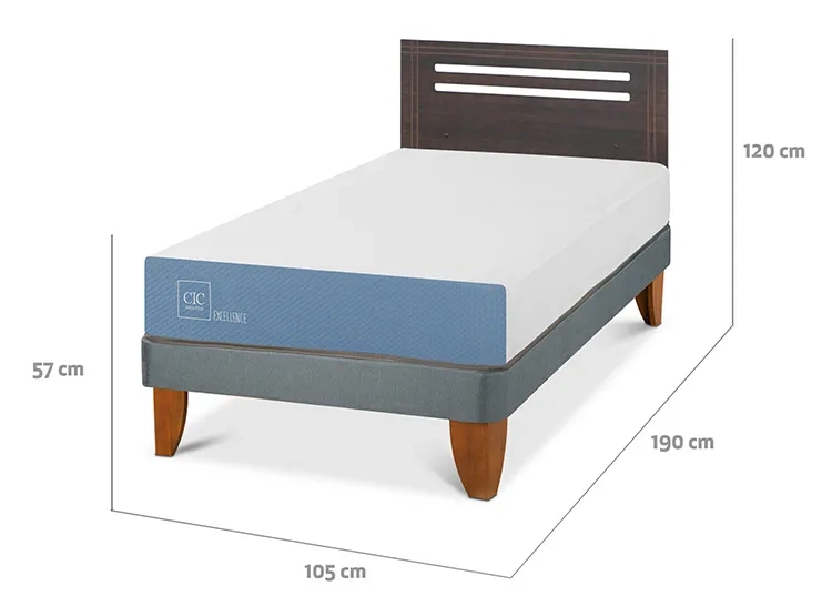 JUEGO DE DORMITORIO CIC CAMA EUROPEA EXCELLENCE 1.5 PLAZAS + RESPALDO MUNICH GRIS - 3