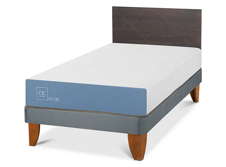 JUEGO DE DORMITORIO CIC CAMA EUROPEA EXCELLENCE 1.5 PLAZAS + RESPALDO VILLARRICA GRIS - 2