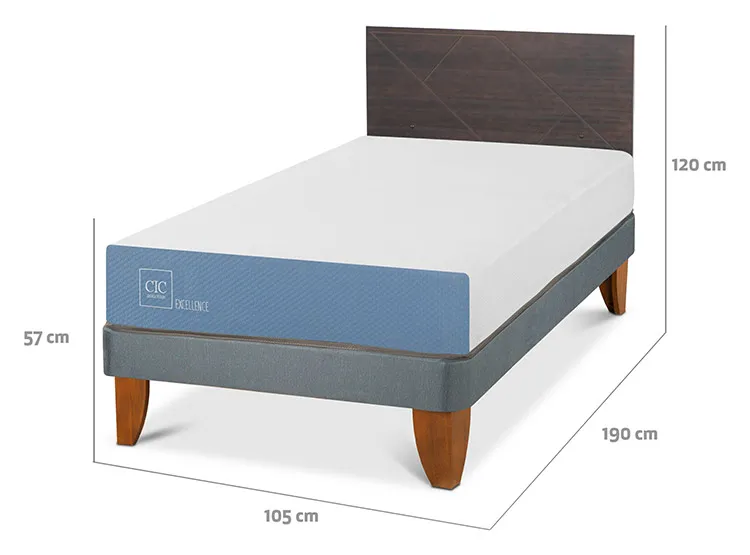 JUEGO DE DORMITORIO CIC CAMA EUROPEA EXCELLENCE 1.5 PLAZAS + RESPALDO VILLARRICA GRIS - 3