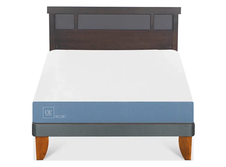 JUEGO DE DORMITORIO CIC CAMA EUROPEA DUBLIN EXCELLENCE BN 2 PLAZAS + RESPALDO GRIS - 1