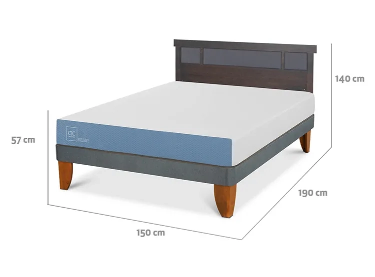 JUEGO DE DORMITORIO CIC CAMA EUROPEA DUBLIN EXCELLENCE BN 2 PLAZAS + RESPALDO GRIS - 3
