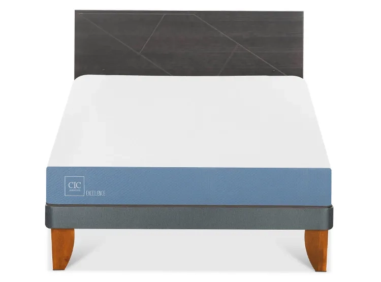 JUEGO DE DORMITORIO CIC CAMA EUROPEA VILLARRICA EXCELLENCE BN 2 PLAZAS + RESPALDO GRIS - 1