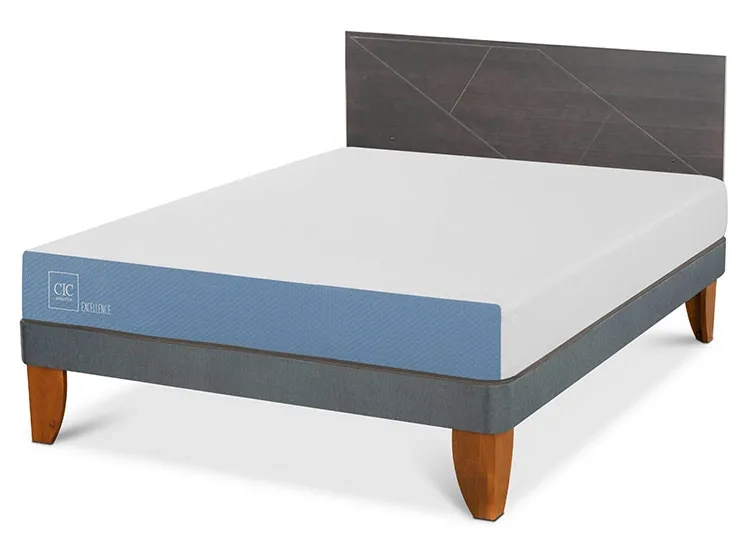 JUEGO DE DORMITORIO CIC CAMA EUROPEA VILLARRICA EXCELLENCE BN 2 PLAZAS + RESPALDO GRIS - 2