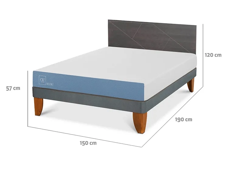 JUEGO DE DORMITORIO CIC CAMA EUROPEA VILLARRICA EXCELLENCE BN 2 PLAZAS + RESPALDO GRIS - 3