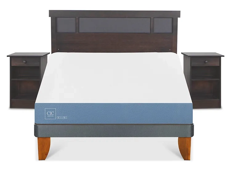 JUEGO DE DORMITORIO CIC CAMA EUROPEA DUBLIN EXCELLENCE BN 2 PLAZAS + SET GRIS - 1