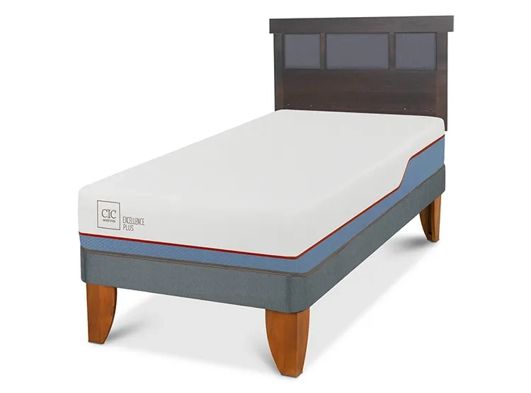 JUEGO DE DORMITORIO CIC CAMA EUROPEA DUBLIN EXCELLENCE PLUS 1.5 PLAZAS + RESPALDO GRIS - 2