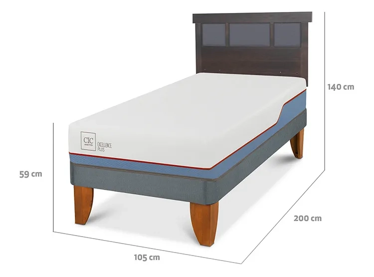 JUEGO DE DORMITORIO CIC CAMA EUROPEA DUBLIN EXCELLENCE PLUS 1.5 PLAZAS + RESPALDO GRIS - 3