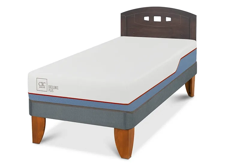 JUEGO DE DORMITORIO CIC CAMA EUROPEA GALES EXCELLENCE PLUS 1.5 PLAZAS + RESPALDO GRIS - 2