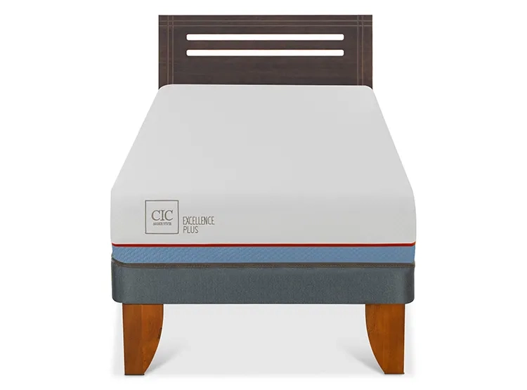 JUEGO DE DORMITORIO CIC CAMA EUROPEA MUNICH EXCELLENCE PLUS 1.5 PLAZAS + RESPALDO GRIS - 1