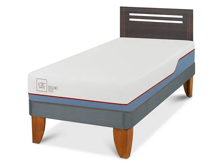 JUEGO DE DORMITORIO CIC CAMA EUROPEA MUNICH EXCELLENCE PLUS 1.5 PLAZAS + RESPALDO GRIS - 2
