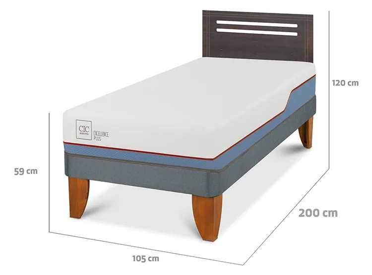 JUEGO DE DORMITORIO CIC CAMA EUROPEA MUNICH EXCELLENCE PLUS 1.5 PLAZAS + RESPALDO GRIS - 3