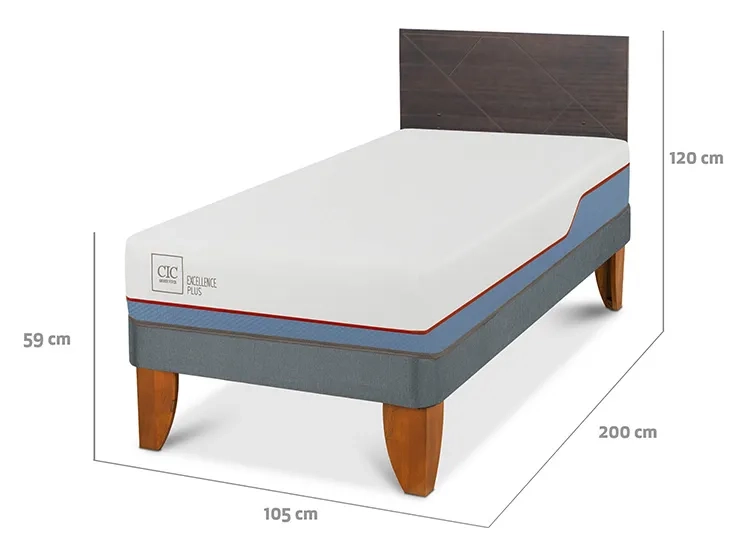 JUEGO DE DORMITORIO CIC CAMA EUROPEA VILLARRICA EXCELLENCE PLUS 1.5 PLAZAS + RESPALDO GRIS - 3