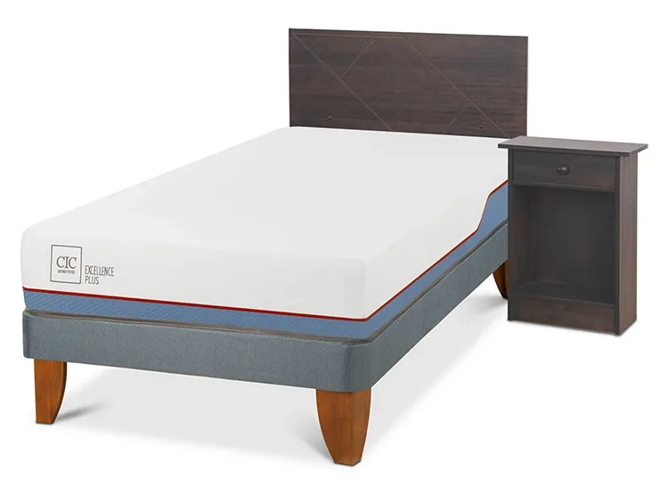 JUEGO DE DORMITORIO CIC CAMA EUROPEA VILLARRICA EXCELLENCE PLUS 1.5 PLAZAS + SET GRIS - 2