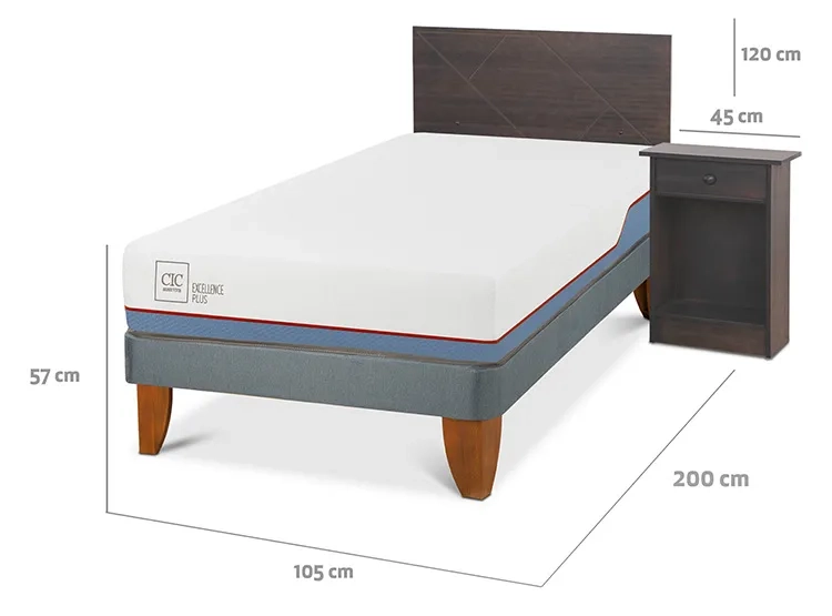 JUEGO DE DORMITORIO CIC CAMA EUROPEA VILLARRICA EXCELLENCE PLUS 1.5 PLAZAS + SET GRIS - 3