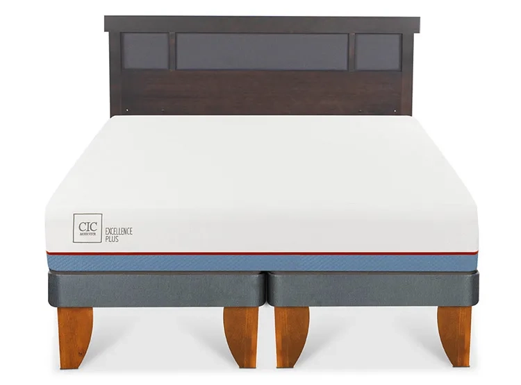 JUEGO DE DORMITORIO CIC CAMA EUROPEA DUBLIN EXCELLENCE PLUS BD 2 PLAZAS + RESPALDO GRIS - 1