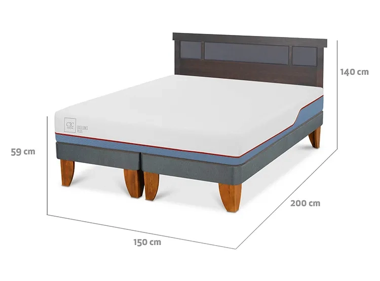 JUEGO DE DORMITORIO CIC CAMA EUROPEA DUBLIN EXCELLENCE PLUS BD 2 PLAZAS + RESPALDO GRIS - 3