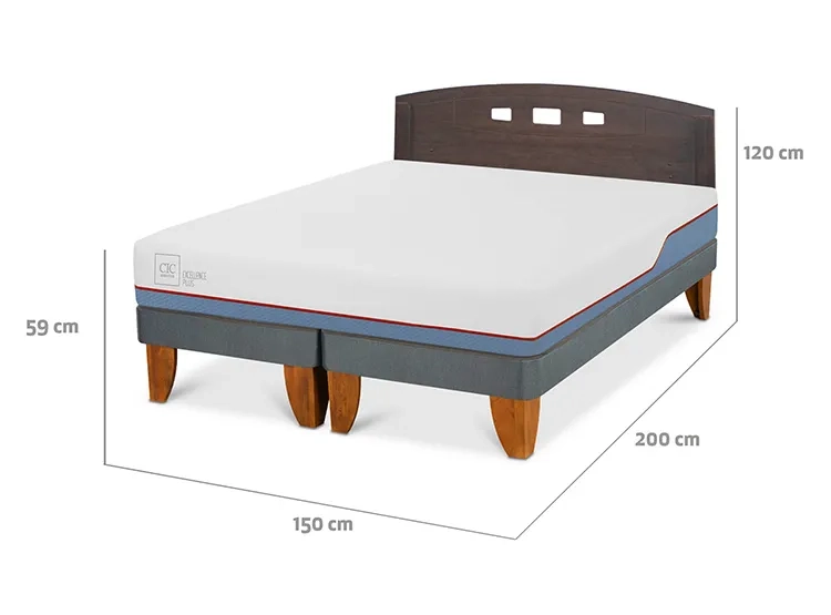 JUEGO DE DORMITORIO CIC CAMA EUROPEA GALES EXCELLENCE PLUS BD 2 PLAZAS + RESPALDO GRIS - 3