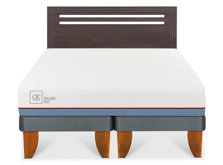 JUEGO DE DORMITORIO CIC CAMA EUROPEA MUNICH EXCELLENCE PLUS BD 2 PLAZAS + RESPALDO GRIS - 1