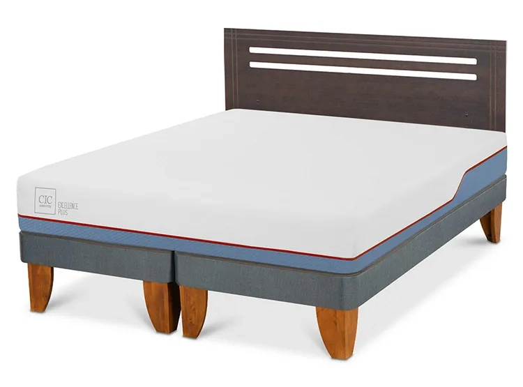 JUEGO DE DORMITORIO CIC CAMA EUROPEA MUNICH EXCELLENCE PLUS BD 2 PLAZAS + RESPALDO GRIS - 2