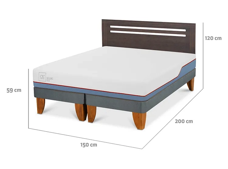 JUEGO DE DORMITORIO CIC CAMA EUROPEA MUNICH EXCELLENCE PLUS BD 2 PLAZAS + RESPALDO GRIS - 3