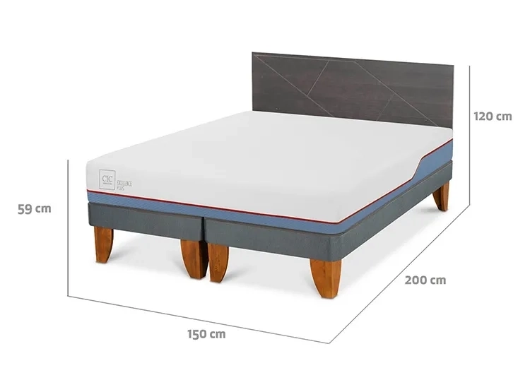JUEGO DE DORMITORIO CIC CAMA EUROPEA VILLARRICA EXCELLENCE PLUS BD 2 PLAZAS + RESPALDO GRIS - 3