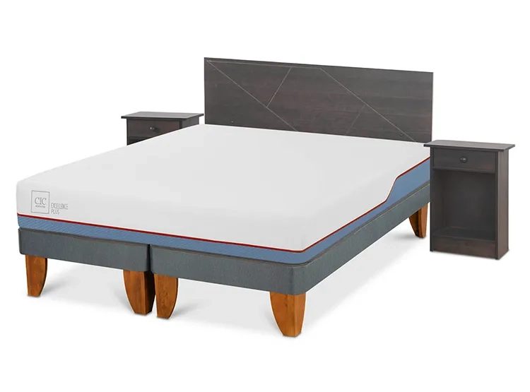JUEGO DE DORMITORIO CIC CAMA EUROPEA VILLARRICA EXCELLENCE PLUS BD 2 PLAZAS + SET GRIS - 2